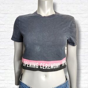 Opening Ceremony Faded Black Tee Shirt Crop Top Size XS